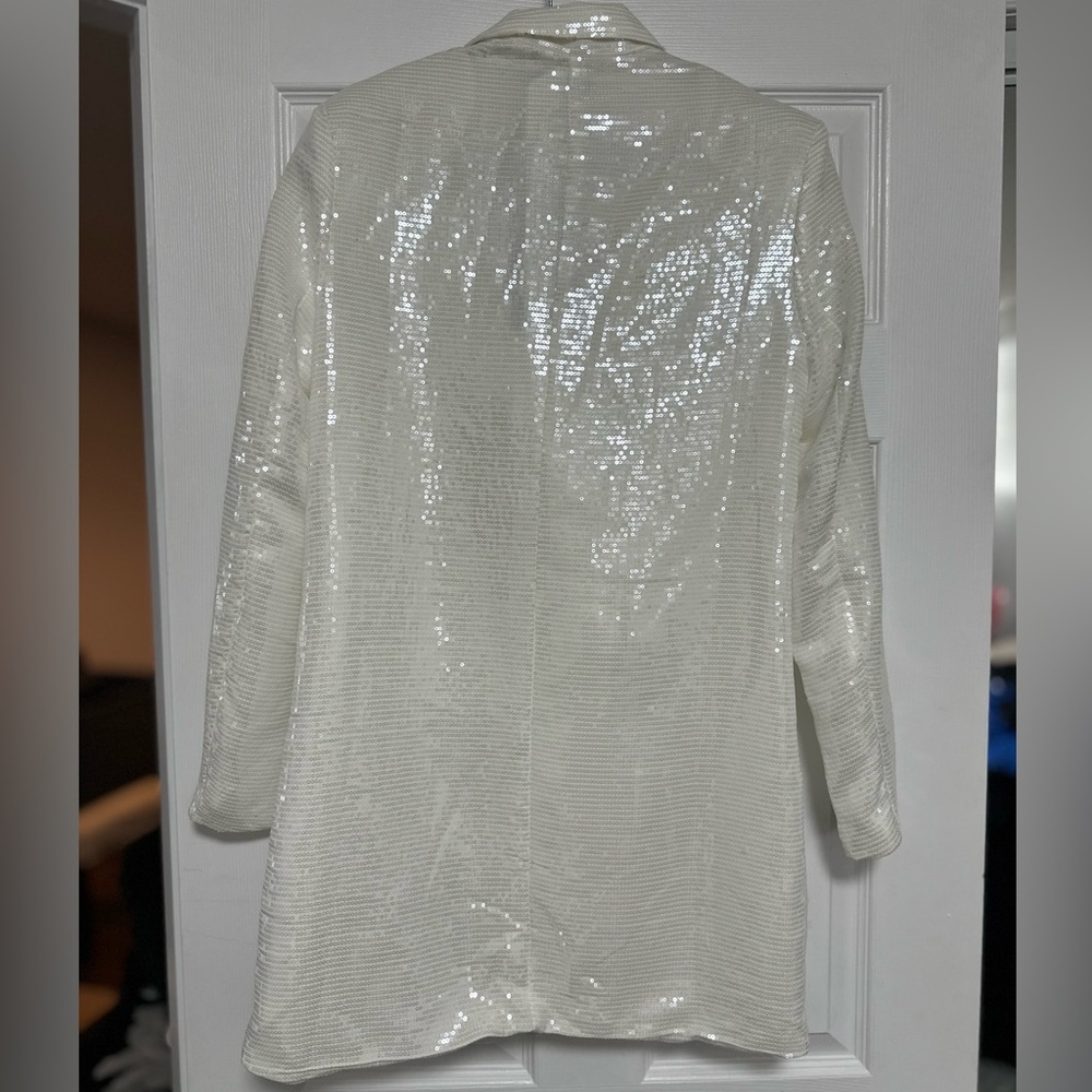 Sequin White Blazer Dress - Picture 3 of 4
